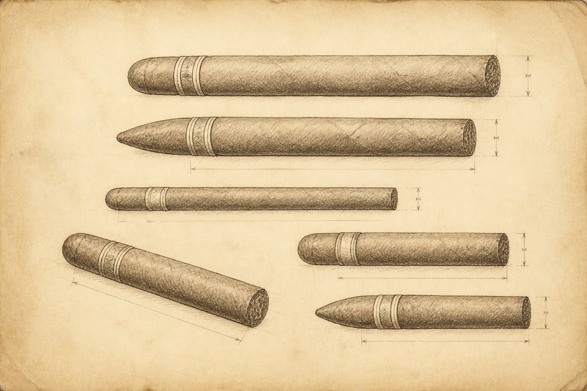 Historische Skizze verschiedener Zigarrenformate
